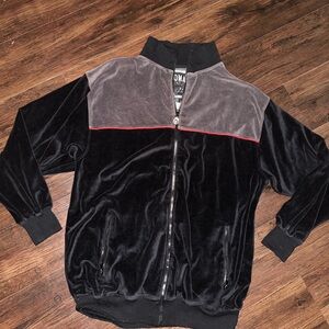 Black and Gray Velour Jacket